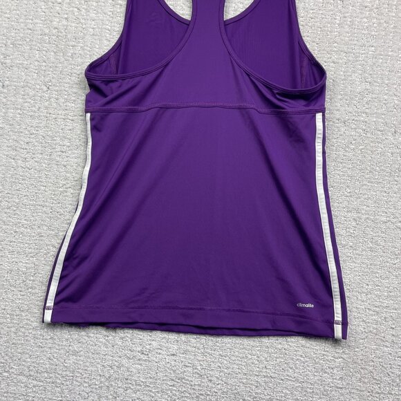Adidas Tank Top Womens M Purple Striped Climalite Racer Back Running Logo - Picture 10 of 10